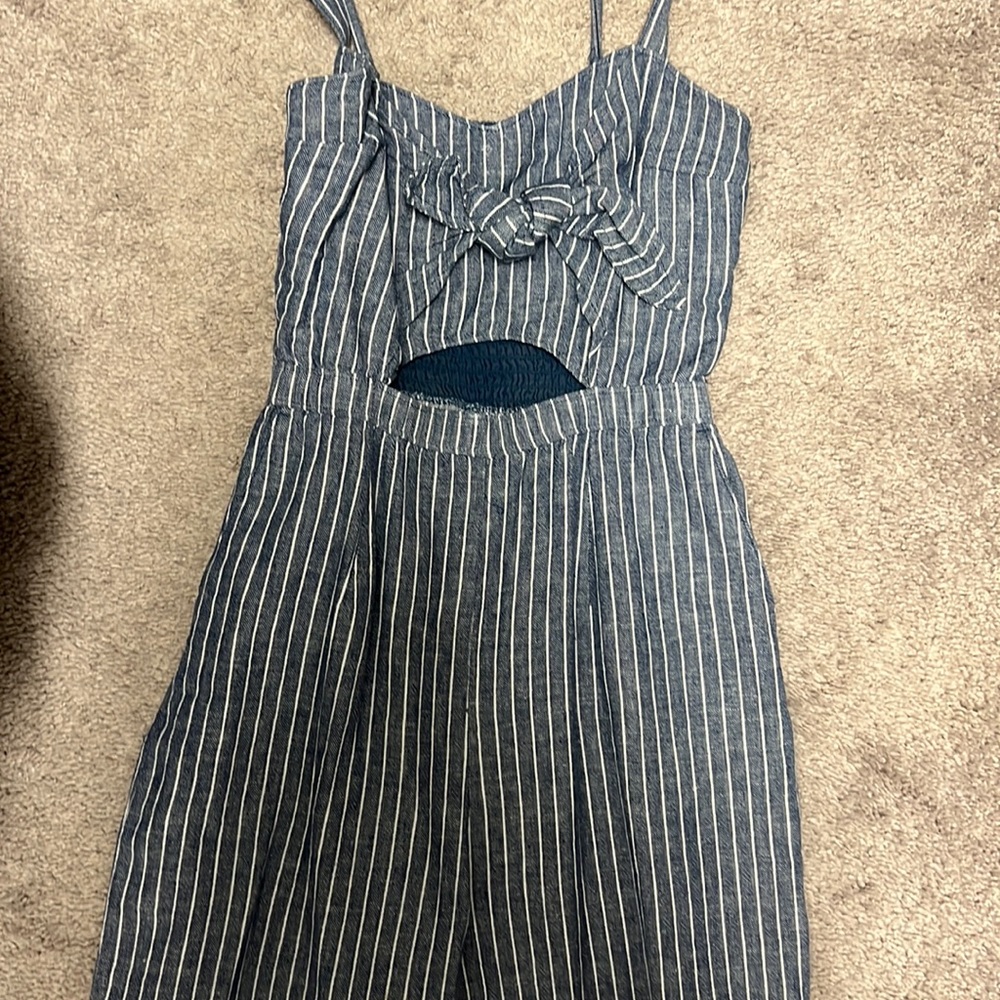 Abercrombie & Fitch Blue and White Striped Jumpsuit